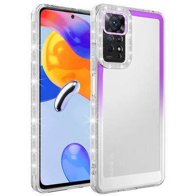 Xiaomi Redmi Note 11 Global Kılıf Simli ve Renk Geçiş Tasarımlı Lens Korumalı Patinda Park Kapak