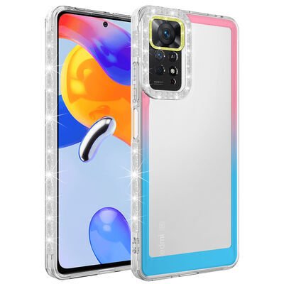 Xiaomi Redmi Note 11 Global Kılıf Simli ve Renk Geçiş Tasarımlı Lens Korumalı Patinda Park Kapak