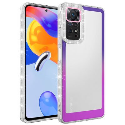 Xiaomi Redmi Note 11 Global Kılıf Simli ve Renk Geçiş Tasarımlı Lens Korumalı Patinda Park Kapak