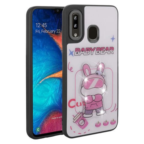 Galaxy A20 Kılıf Parlayan Kabartmalı İkonik Figürlü Patinda Amas Silikon Kapak