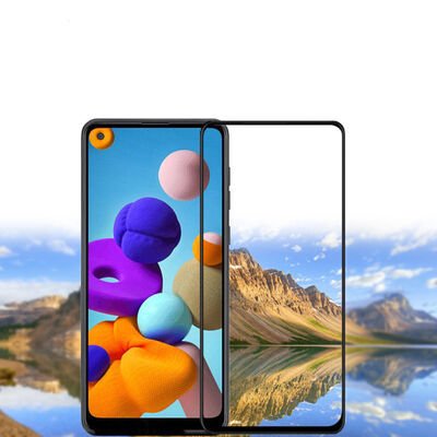 Galaxy A21S Patinda Kenarları Kırılmaya Dayanıklı Cam Ekran Koruyucu