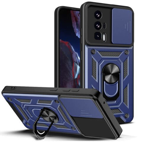 Xiaomi Poco F5 Pro Kılıf Magnetik Standlı Kamera Korumalı Patinda Sürgülü Vega Kapak