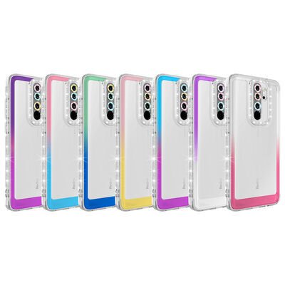 Xiaomi Redmi Note 8 Pro Kılıf Simli ve Renk Geçiş Tasarımlı Lens Korumalı Patinda Park Kapak