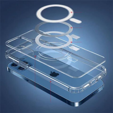 Apple iPhone 12 Pro Kılıf Magsafe Şarj Özellikli Şeffaf Sert PC Patinda Embos Kapak