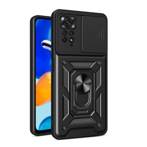 Xiaomi Redmi Note 11 Pro 4G Kılıf Magnetik Standlı Kamera Korumalı Patinda Sürgülü Vega Kapak