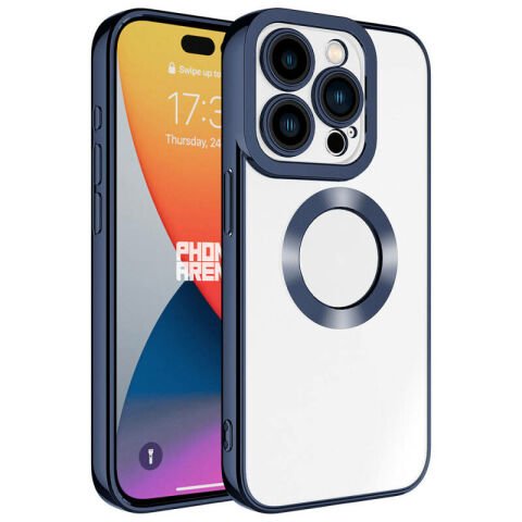 Apple iPhone 15 Pro Kılıf Kamera Korumalı Logo Gösteren Patinda Omega Kapak