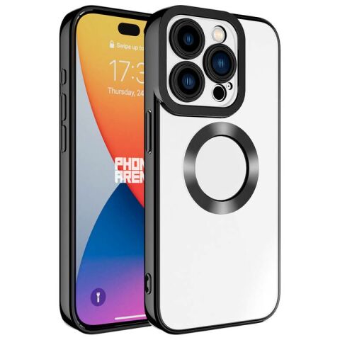 Apple iPhone 15 Pro Kılıf Kamera Korumalı Logo Gösteren Patinda Omega Kapak