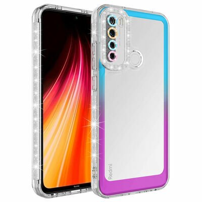 Xiaomi Redmi Note 8 Kılıf Simli ve Renk Geçiş Tasarımlı Lens Korumalı Patinda Park Kapak