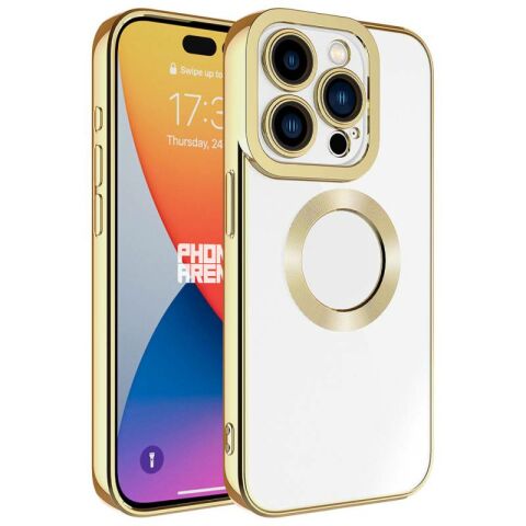 Apple iPhone 15 Pro Kılıf Kamera Korumalı Logo Gösteren Patinda Omega Kapak