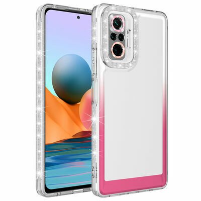 Xiaomi Redmi Note 10 Pro Kılıf Simli ve Renk Geçiş Tasarımlı Lens Korumalı Patinda Park Kapak