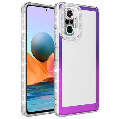Xiaomi Redmi Note 10 Pro Kılıf Simli ve Renk Geçiş Tasarımlı Lens Korumalı Patinda Park Kapak