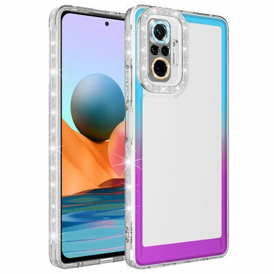 Xiaomi Redmi Note 10 Pro Kılıf Simli ve Renk Geçiş Tasarımlı Lens Korumalı Patinda Park Kapak