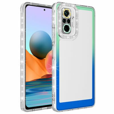 Xiaomi Redmi Note 10 Pro Kılıf Simli ve Renk Geçiş Tasarımlı Lens Korumalı Patinda Park Kapak