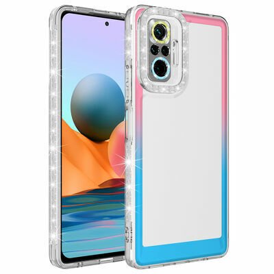 Xiaomi Redmi Note 10 Pro Kılıf Simli ve Renk Geçiş Tasarımlı Lens Korumalı Patinda Park Kapak
