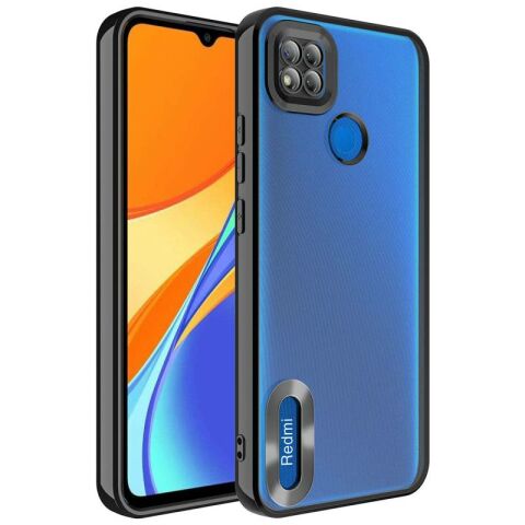 Xiaomi Redmi 10A Kılıf Kamera Korumalı Logo Gösteren Patinda Omega Kapak