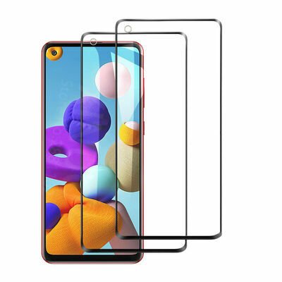 Galaxy A21 Patinda Kenarları Kırılmaya Dayanıklı Cam Ekran Koruyucu