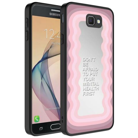 Galaxy J7 Prime Kılıf Aynalı Desenli Kamera Korumalı Parlak Patinda Mirror Kapak