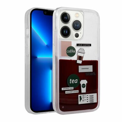 Apple iPhone 13 Pro Kılıf Desenli Sıvılı Patinda Drink Silikon Kapak