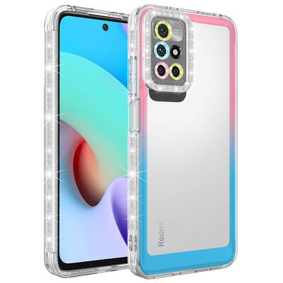 Xiaomi Redmi 10 Kılıf Simli ve Renk Geçiş Tasarımlı Lens Korumalı Patinda Park Kapak