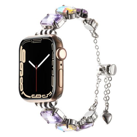 Apple Watch 44mm Patinda KRD-115 Renkli Taş Tasarımlı Kordon