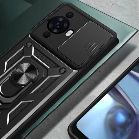 Huawei Nova 12S Kılıf Magnetik Standlı Kamera Korumalı Patinda Sürgülü Vega Kapak