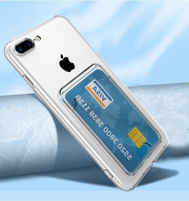 Apple iPhone SE 2022 Kılıf Kartlıklı Şeffaf Patinda Setra Clear Silikon Kapak
