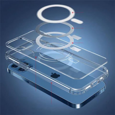 Apple iPhone 11 Kılıf Magsafe Şarj Özellikli Şeffaf Sert PC Patinda Embos Kapak