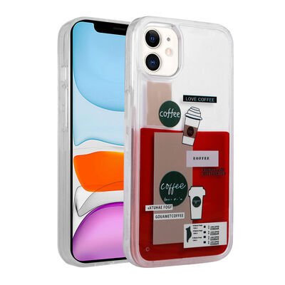 Apple iPhone 12 Kılıf Desenli Sıvılı Patinda Drink Silikon Kapak