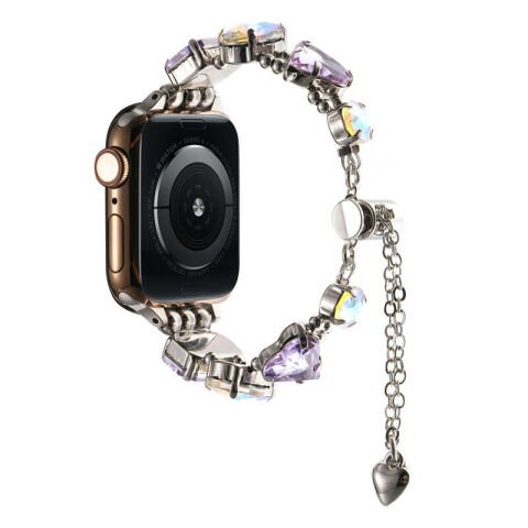Apple Watch 7 41mm Patinda KRD-115 Renkli Taş Tasarımlı Kordon