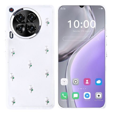 Tecno Camon 30 5G Kılıf Airbag Tasarımlı Simli Şeffaf Patinda Kutup Kapak