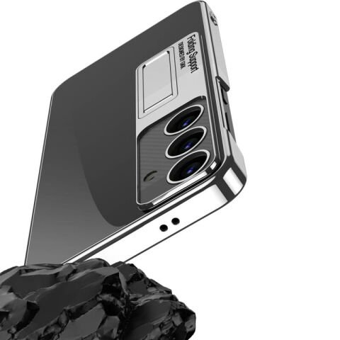 Galaxy S24 Plus Kılıf Kamera Korumalı Şeffaf Tasarımlı Patinda Lego Standlı Kapak