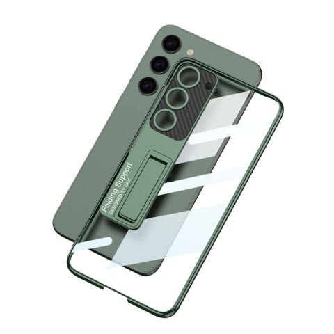 Galaxy S24 Plus Kılıf Kamera Korumalı Şeffaf Tasarımlı Patinda Lego Standlı Kapak