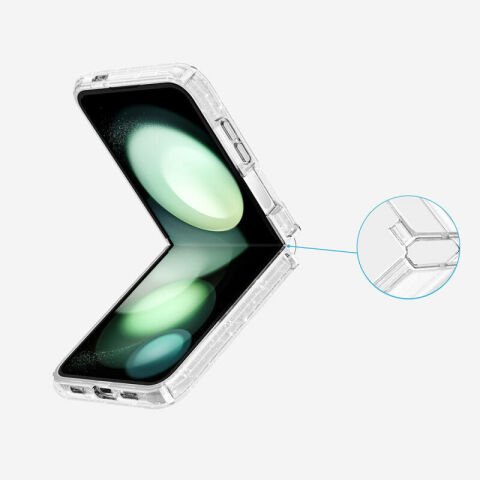 Galaxy Z Flip 6 Kılıf Magsafe Şarj Özellikli Parlayan Simli Saydam Renkli Patinda Allstar Kapak