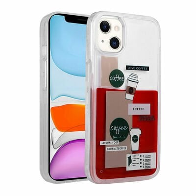 Apple iPhone 13 Kılıf Desenli Sıvılı Patinda Drink Silikon Kapak