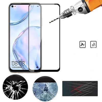 Huawei P40 Lite Patinda Kenarları Kırılmaya Dayanıklı Cam Ekran Koruyucu