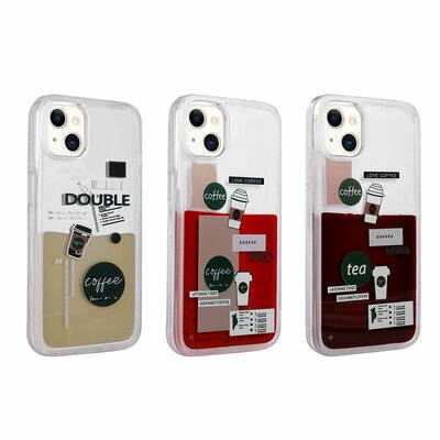 Apple iPhone 13 Kılıf Desenli Sıvılı Patinda Drink Silikon Kapak