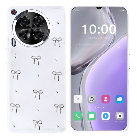 Tecno Camon 30 4G Kılıf Airbag Tasarımlı Simli Şeffaf Patinda Kutup Kapak