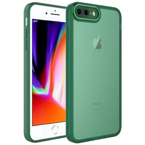 Apple iPhone 8 Plus Kılıf Kamera Korumalı Transparan Patinda Post Kapak