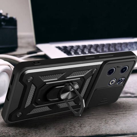 İnfinix Hot 40i Kılıf Magnetik Standlı Kamera Korumalı Patinda Sürgülü Vega Kapak