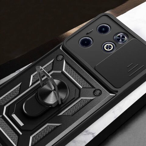 İnfinix Hot 40i Kılıf Magnetik Standlı Kamera Korumalı Patinda Sürgülü Vega Kapak