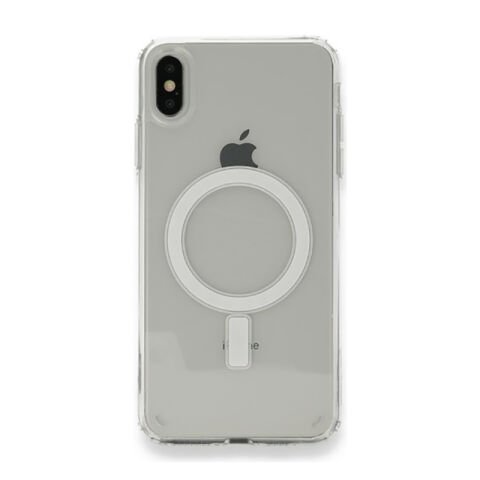 Apple iPhone XS 5.8 Kılıf Magsafe Şarj Özellikli Şeffaf Sert PC Patinda Embos Kapak