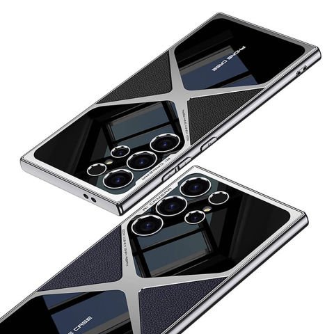 Galaxy S23 Ultra Kılıf Ultra İnce Kamera Korumalı PC + Deri Arka Yüzey X-Pro Kılıf