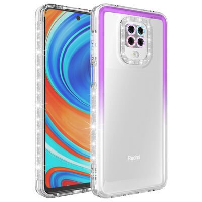 Xiaomi Redmi Note 9 Pro Kılıf Simli ve Renk Geçiş Tasarımlı Lens Korumalı Patinda Park Kapak
