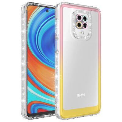 Xiaomi Redmi Note 9 Pro Kılıf Simli ve Renk Geçiş Tasarımlı Lens Korumalı Patinda Park Kapak