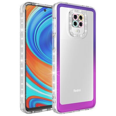 Xiaomi Redmi Note 9 Pro Kılıf Simli ve Renk Geçiş Tasarımlı Lens Korumalı Patinda Park Kapak
