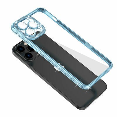 Apple iPhone 13 Pro Max Kılıf Kamera Korumalı Taşlı Patinda Mina Kapak