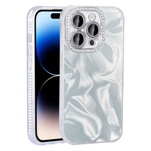 Apple iPhone 15 Pro Kılıf Airbagli Parlak Taş Detay Tasarımlı Patinda Esila Kapak