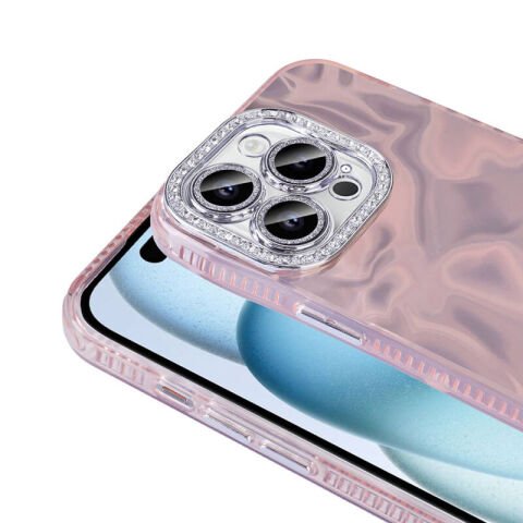 Apple iPhone 15 Pro Kılıf Airbagli Parlak Taş Detay Tasarımlı Patinda Esila Kapak