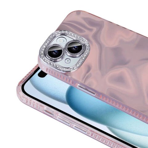 Apple iPhone 15 Kılıf Airbagli Parlak Taş Detay Tasarımlı Patinda Esila Kapak