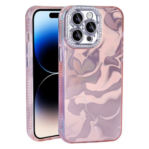 Apple iPhone 14 Pro Max Kılıf Airbagli Parlak Taş Detay Tasarımlı Patinda Esila Kapak